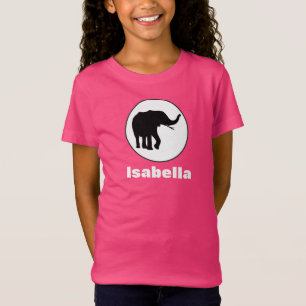 Camiseta Elefante negro dibujando en un círculo blanco