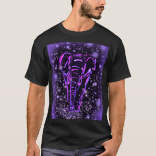 Camiseta Elefante Neon Púrpura Rosa Camina En La Noche De 