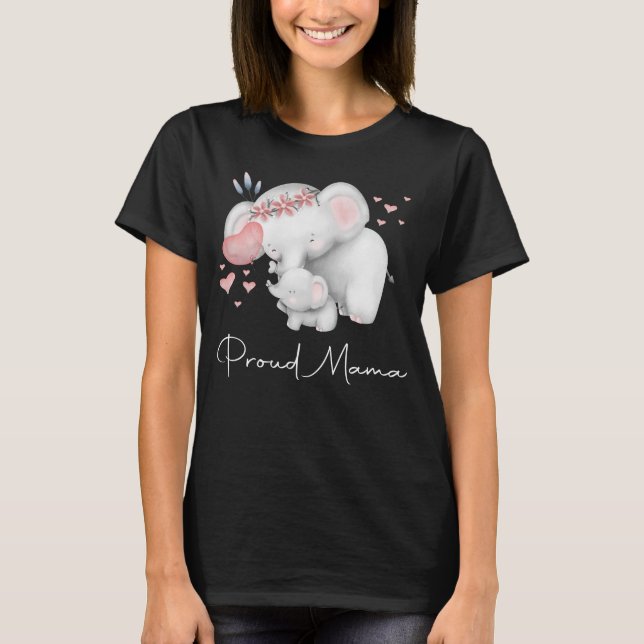 Camiseta Elefante orgulloso mamá y Día de la Madre bebé (Anverso)
