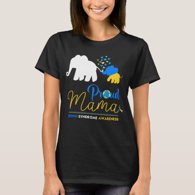 Camiseta Elefante Orgulloso Síndrome de Down Mamá Shirt, T2 (Anverso)