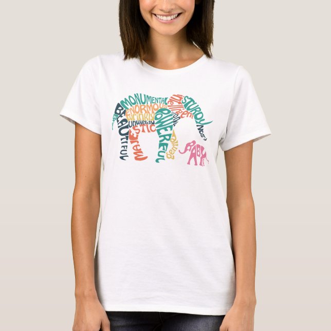 Camiseta Elefante padre y bebé Word Art New Parent T-Shi (Anverso)