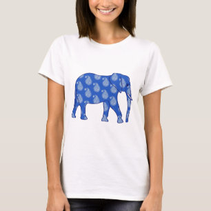 Camiseta Elefante paisley - azul cobalto y blanco