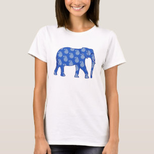 Camiseta Elefante paisley - azul cobalto y blanco