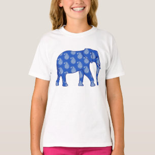 Camiseta Elefante paisley - azul cobalto y blanco