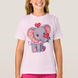 Camiseta Elefante Personalizado dulce con corazón animal ad