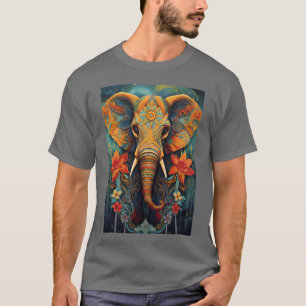 Camiseta Elefante pintado colorido Arte animal familia