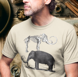 Camiseta Elefante prehistórico y esqueleto de mamut lúgubre