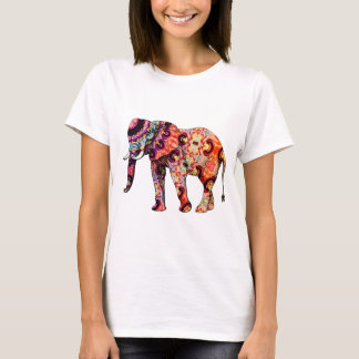 Camiseta Elefante psicodélico colorido del art déco