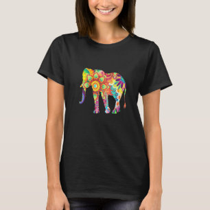 Camiseta Elefante psicodélico multicolor