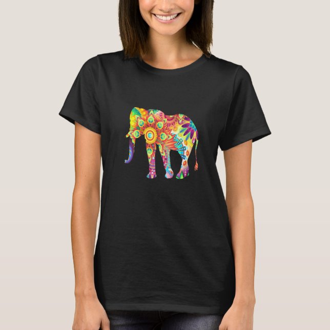 Camiseta Elefante Psicodélico Multicolor (Anverso)