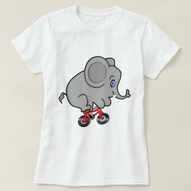 Camiseta Elefante que monta una bici (Diseño del anverso)