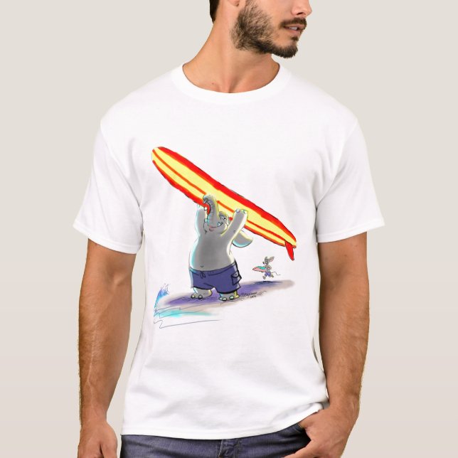Camiseta elefante que practica surf (Anverso)