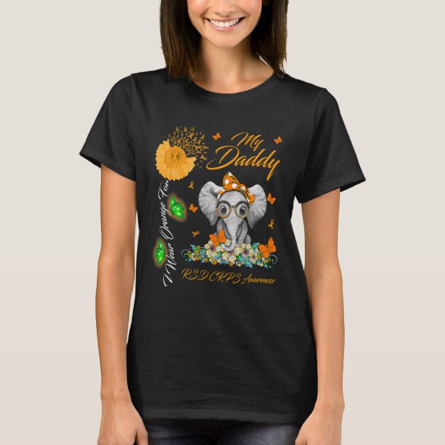 Camiseta Elefante Que Uso Naranja Para Mi Papi RSD Con Cuid (Anverso)