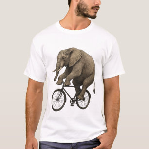 Camiseta Elefante realista en bicicleta - Gracioso diseño a