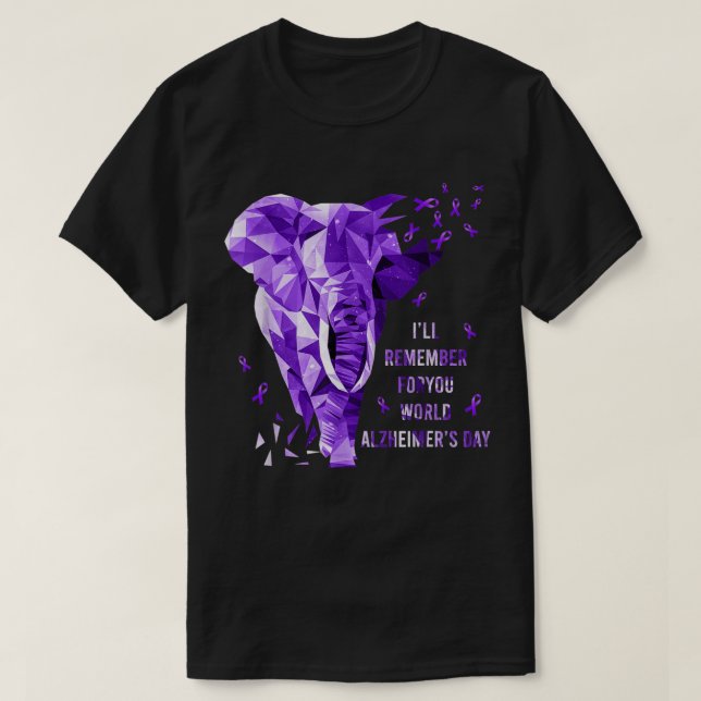 Camiseta Elefante Recordará Para Usted Mundo Alzheimer Awa (Diseño del anverso)