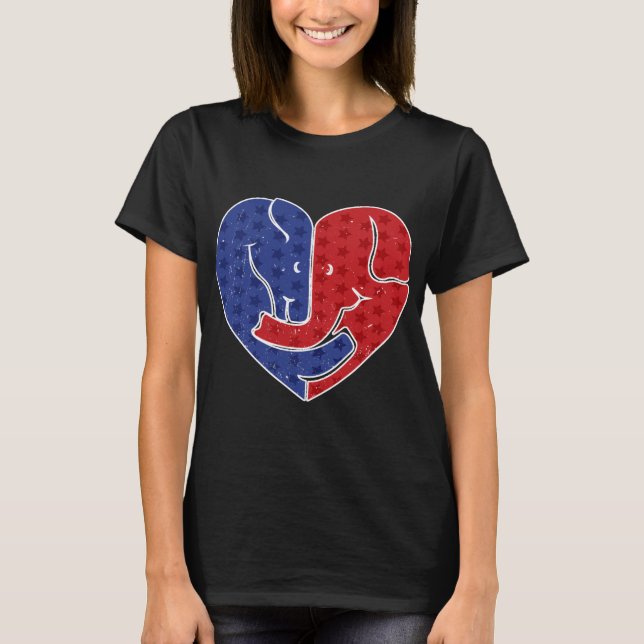 Camiseta Elefante republicano del burro demócrata (Anverso)