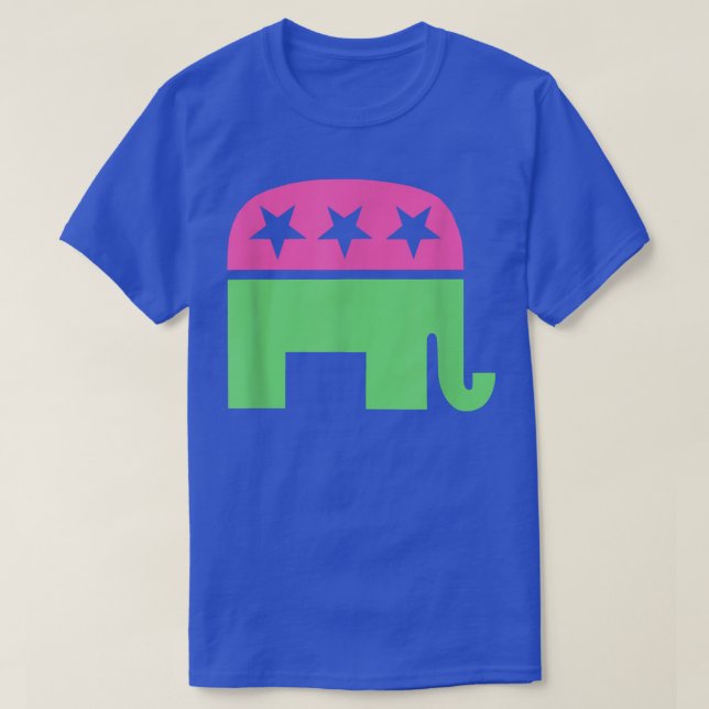 Camiseta Elefante Republicano Derecha Pastel Verde Rosa (Diseño del anverso)
