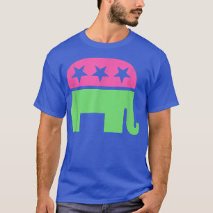 Camiseta Elefante Republicano Derecha Pastel Verde Rosa