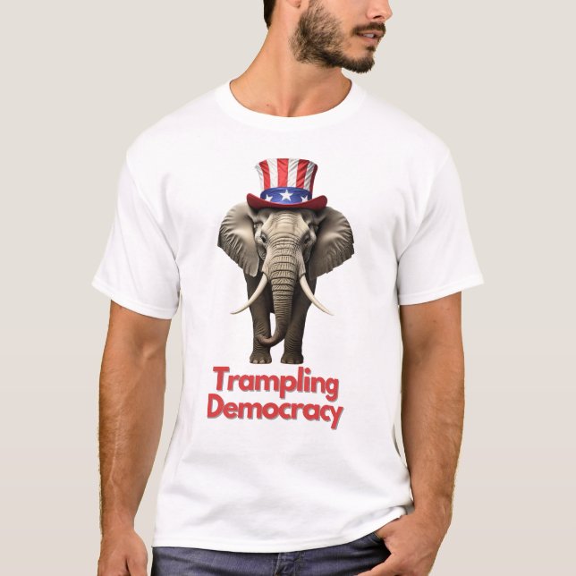 Camiseta Elefante republicano Fiesta trampar la democracia (Anverso)