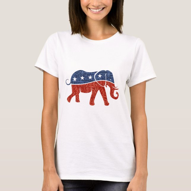 Camiseta elefante republicano purpurina (Anverso)