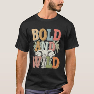 Camiseta Elefante retro audaz y salvaje
