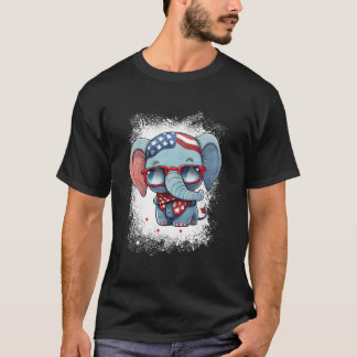Camiseta Elefante Rojo Blanco Azul Bandera Americana 4 De J