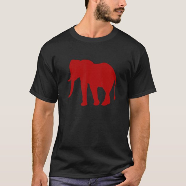 Camiseta Elefante Rojo Silhouette Zoólogo Elefante Mundial  (Anverso)