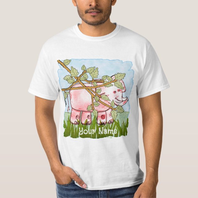 Camiseta Elefante Rosa Escondiéndose  (Anverso)