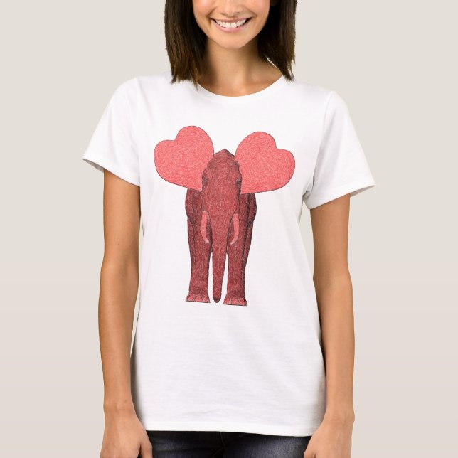 Camiseta Elefante rosa romántico (Anverso)