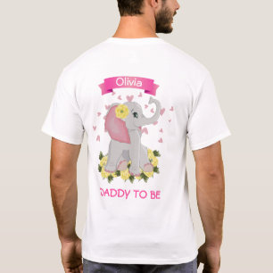 Camiseta Elefante rosa y gris "Papá será" Baby Shower