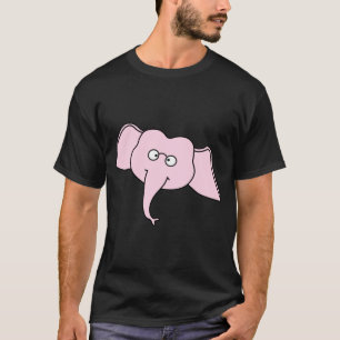 Camiseta Elefante rosado con los vidrios. Dibujo animado