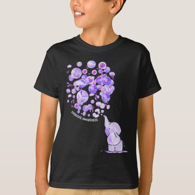 Camiseta Elefante sopesando globos púrpura sobredosis Consc (Anverso)