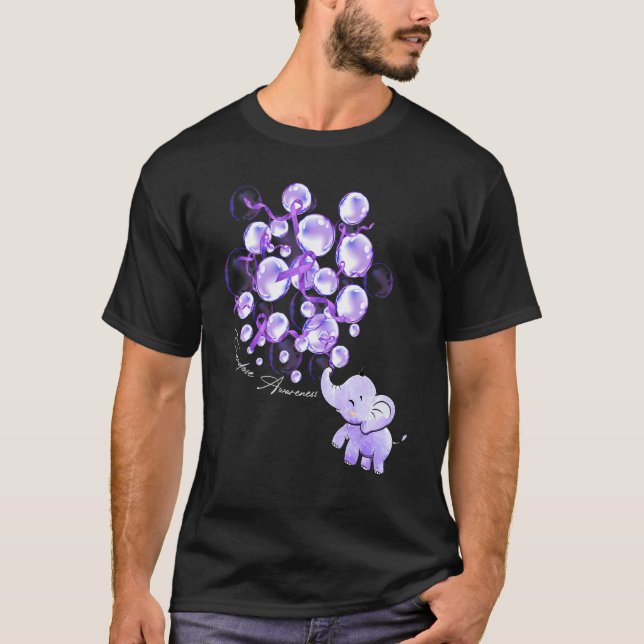 Camiseta Elefante sopesando globos púrpura sobredosis Consc (Anverso)