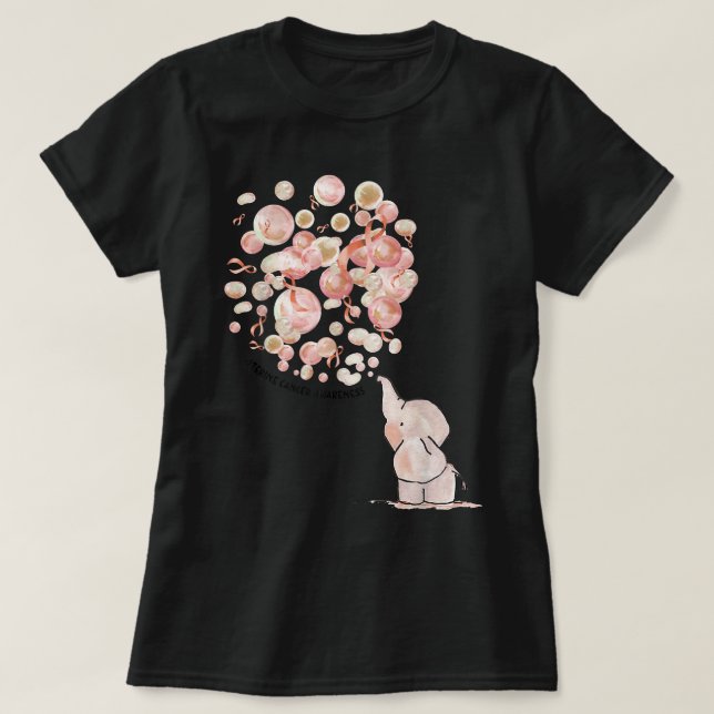 Camiseta Elefante sopla globos de durazno y cáncer uterino (Diseño del anverso)