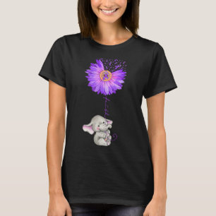 Camiseta Elefante Sostener Giro púrpura Fibromialgia Awaren