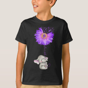 Camiseta Elefante Sostener Giro púrpura Fibromialgia Awaren