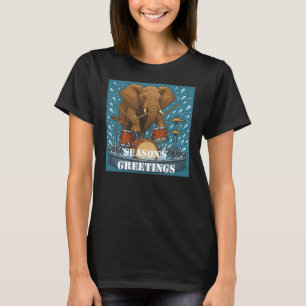 Camiseta Elefante tocando tambores salpicando agua alcohol