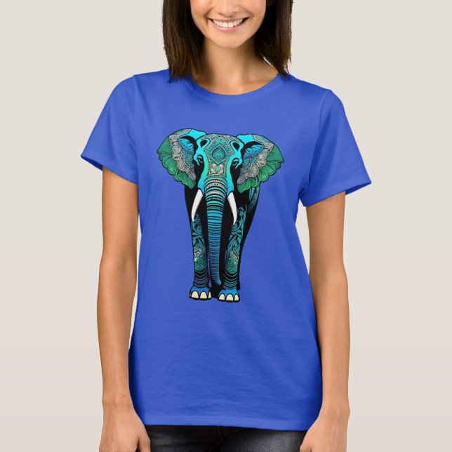 Camiseta Elefante Tribal Colorido - Vida silvestre artístic (Anverso)