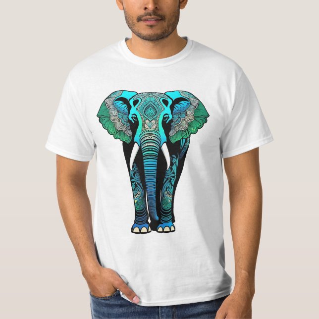 Camiseta Elefante Tribal Colorido - Vida silvestre artístic (Anverso)