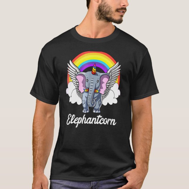 Camiseta Elefante Unicornio Magnífico Arcoiris (Anverso)
