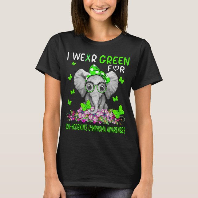 Camiseta Elefante: uso verde para el linfoma no-Hodgkin (Anverso)