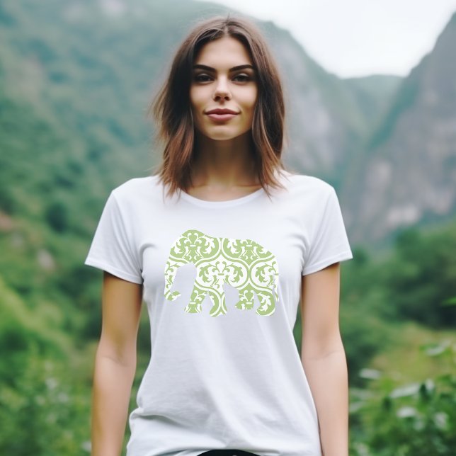 Camiseta Elefante verde marroquí (Green Moroccan Elephant Tshirt)