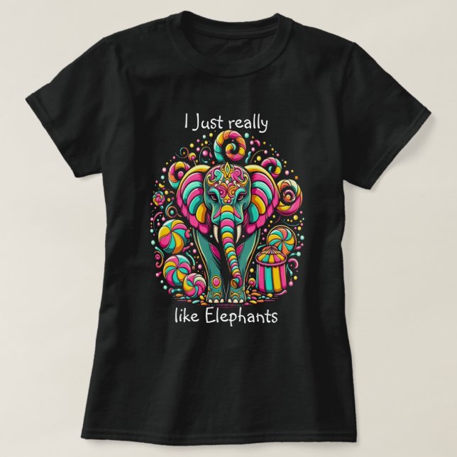 Camiseta Elefante Vibrante Con Pintura De Cara Intrincada (Diseño del anverso)