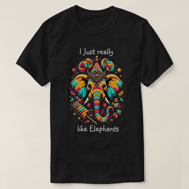Camiseta Elefante vibrante: una obra maestra artística colo (Diseño del anverso)