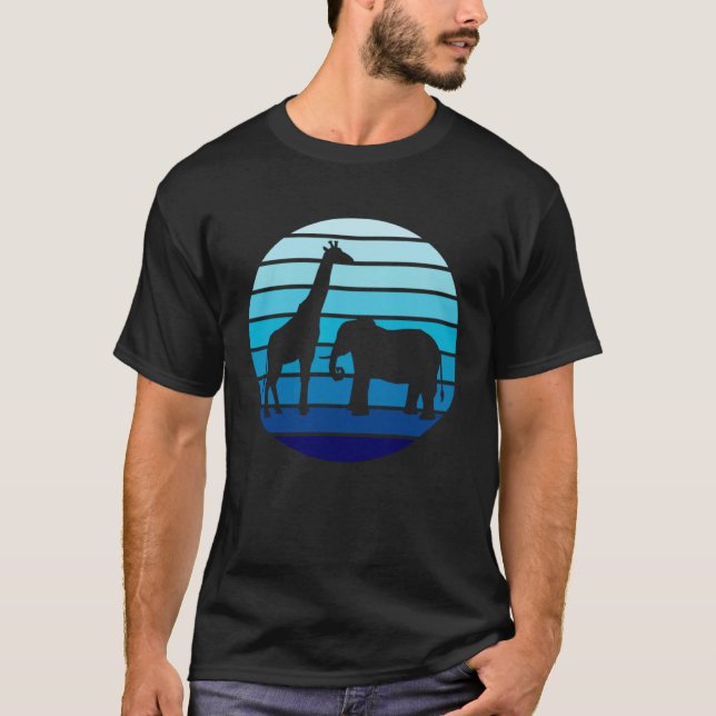Camiseta Elefante Vintage Giraffe Retro Sunset (Anverso)