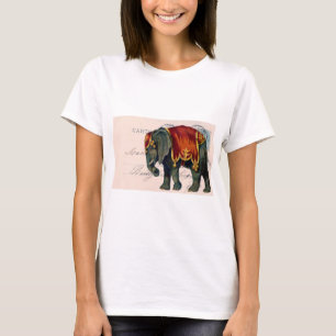 Camiseta Elefante Vintage Postcard Digital Art