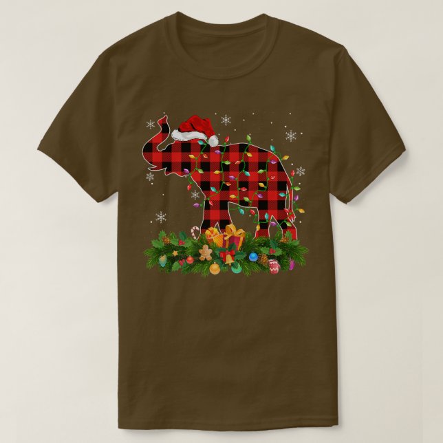Camiseta Elefante Xmas Luces de búfalo de Santa Elephant (Diseño del anverso)