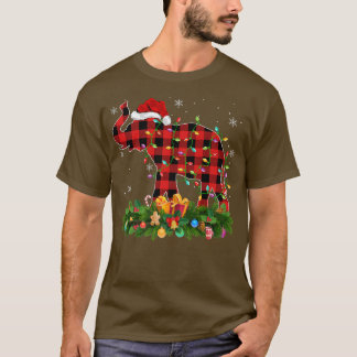 Camiseta Elefante Xmas Luces de búfalo de Santa Elephant