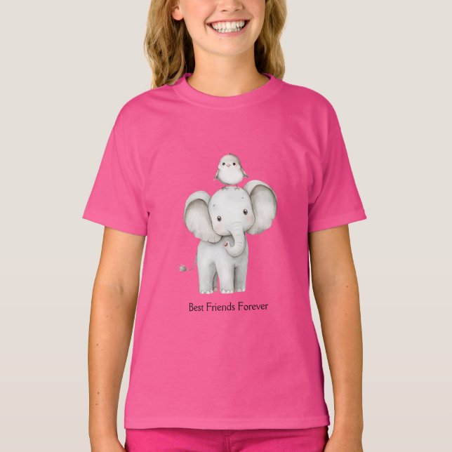 Camiseta Elefante y Ave Mejores Amigos  (Anverso)