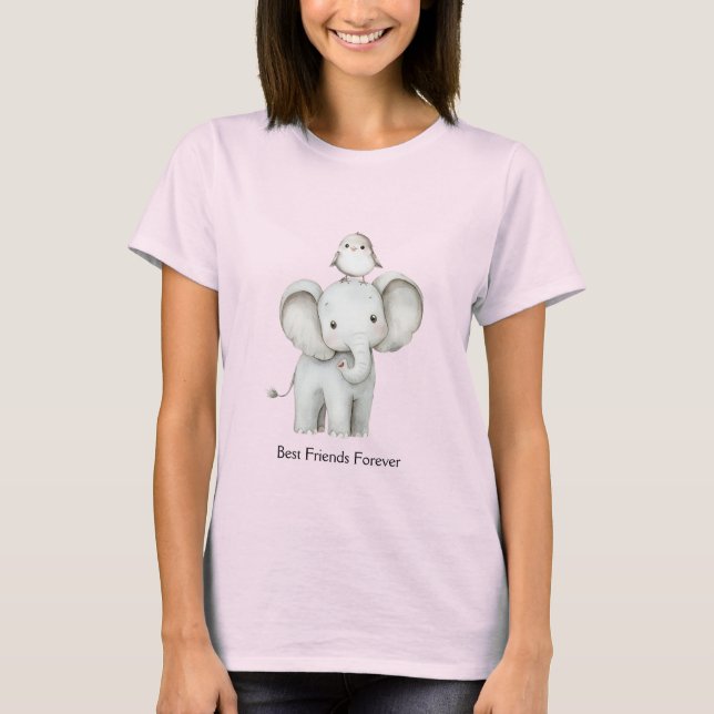 Camiseta Elefante y Ave Mejores Amigos  (Anverso)